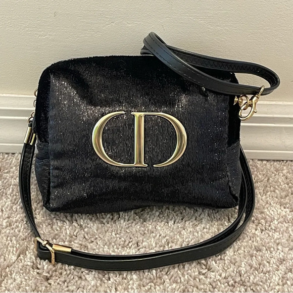 Dior black with gold cross body bag - Picture 1 of 8